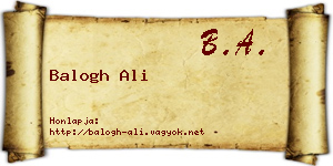 Balogh Ali névjegykártya