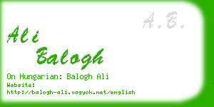 ali balogh business card
